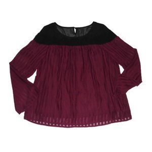 Torrid Shadow Stripe Lace Inset Bell Sleeve Blouse